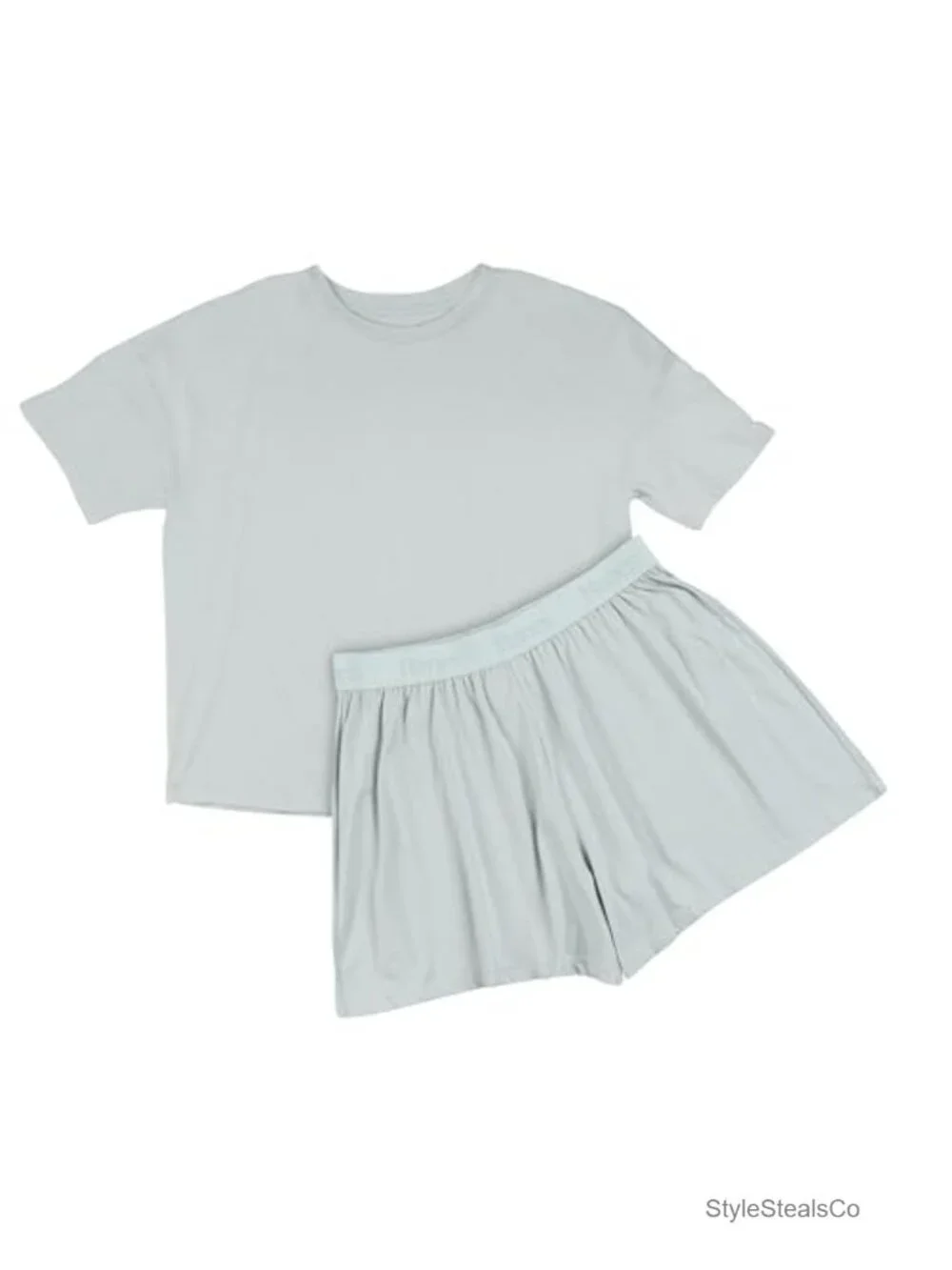Two-Piece Pajama Set with T-Shirt and Sleep Shorts - Cotton Blend
